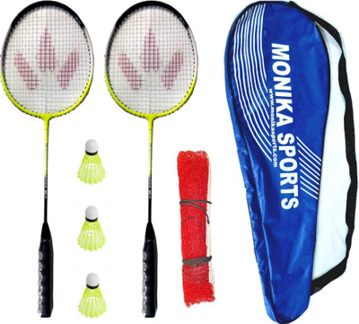 Monika Sports 2000 combo 2 pc single shaft Aluminium Body Racket + Net +3 Shuttle + Blue Cover Badminton Kit Monika Sports 2000 combo 2 pc single shaft Aluminium Body Racket + Net +3 Shuttle + Blue Cover Badminton Kit