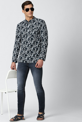 PETER ENGLAND Men Printed Straight Kurta(Dark Blue)