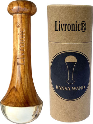 Livronic kansa wand Massager (Bronze Size: 4.5 Cm) With Wooden Handle For Detoxification And Deep Relaxation An Ayurvedic Massage Tool(Size- 4.5 Cm) Massager Massager(NATURAL BROWN 4.5)