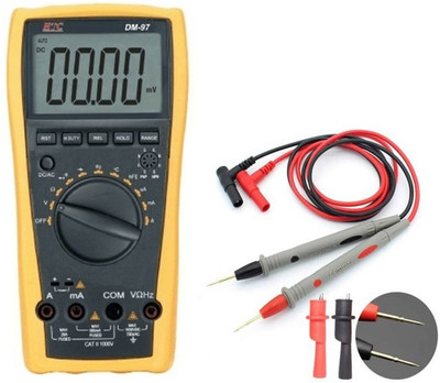 HTC Instrument DM-97 Digital Multimeter 3 3/4 TRMS-4000 Counts ,Capacitance,Frequency ,TEMP Digital Multimeter(Black, Yellow 4000 Counts)
