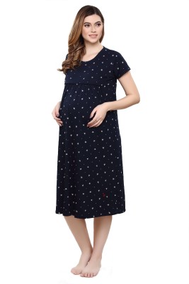 TIGYWIGY Women Maternity/Nursing Nighty(Dark Blue)