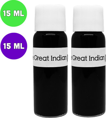 Syahi - The Great Indian Ink - Fountain, Calligraphy, Dip pen, v7 v5 Trimax ink Ink Bottle(Pack of 2, Ink Color - Brinjal Purple, Light Green)