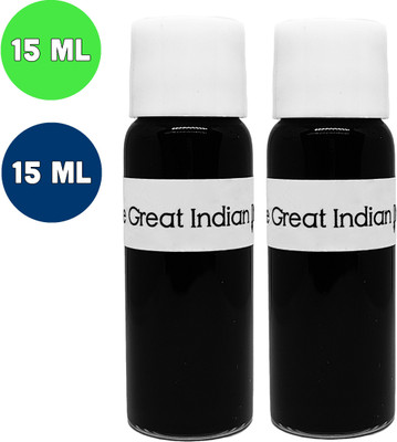 Syahi - The Great Indian Ink - Fountain, Calligraphy, Dip pen, v7 v5 Trimax ink Ink Bottle(Pack of 2, Ink Color - Royal Blue, Light Green)