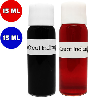 Syahi - The Great Indian Ink - Fountain, Calligraphy, Dip pen, v7 v5 Trimax ink Ink Bottle(Pack of 2, Ink Color - Bloody Red, Fractal Blue)