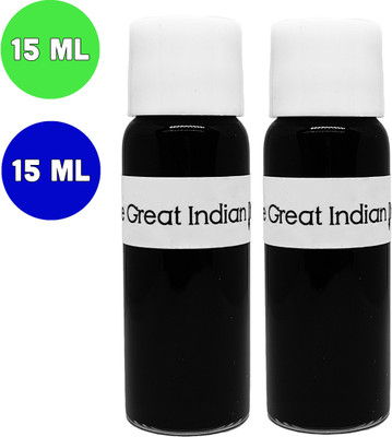 Syahi - The Great Indian Ink - Fountain, Calligraphy, Dip pen, v7 v5 Trimax ink Ink Bottle(Pack of 2, Ink Color - Fractal-Blue, Light-Green)