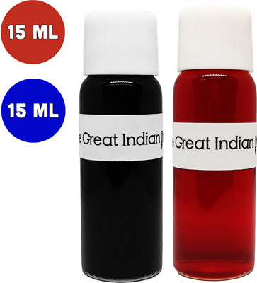 Syahi - The Great Indian Ink - Fountain, Calligraphy, Dip pen, v7 v5 Trimax ink Ink Bottle(Pack of 2, Ink Color - Fractal-Blue, Tomato-Red)