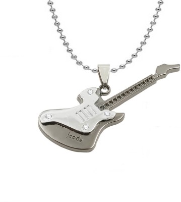 Love And Promise Silver And Black Music Rockstar Guitar Shaped Stylish Pendant Sterling Silver, Rhodium Stainless Steel, Metal Locket Set