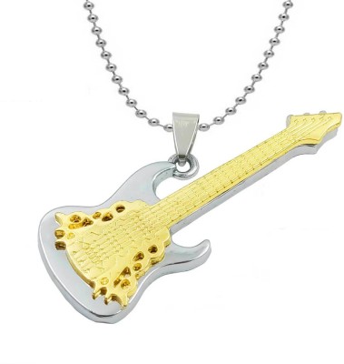 Love And Promise Gold And Silver Music Rockstar Guitar Shaped Stylish Pendant Sterling Silver, Rhodium Stainless Steel, Metal Locket Set