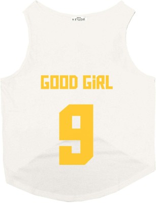 RUSE T-shirt for Dog(Good Girl Jersey No.9 Printed Dog Tee For Gift(White))