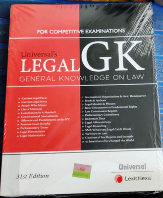 Lexis Nexis’s Legal GK (General Knowledge On Law) For Competitive Examinations By Universal – 31th Edition January 2021(Paperback, Dr. Manish Arora)