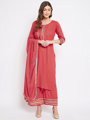 BITTERLIME Self Design Kurta, Palazzo & Dupatta Set