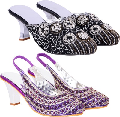 Zionk Women Heels(Purple , 9)