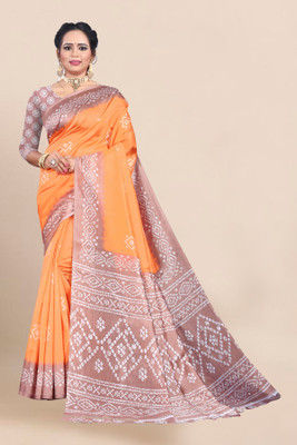 Vimalnath Synthetics Printed Daily Wear Art Silk Saree(Orange)