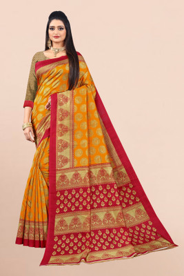 Vimalnath Synthetics Printed Daily Wear Art Silk Saree(Yellow)