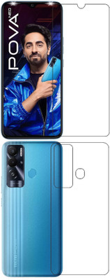 wooden craft Front and Back Tempered Glass for Tecno Pova Neo {Flexible}, LE6, Pova Neo(Pack of 2)