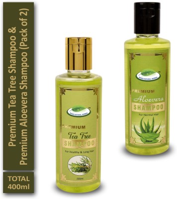khadi natural herbal Premium Tea Tree Shampoo - Premium Aloevera Shampoo (Pack of 2)(400 ml)