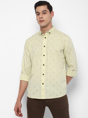 FOREVER 21 Men Printed Casual Yellow Shirt