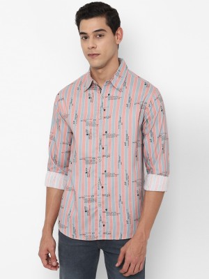 FOREVER 21 Men Striped Casual Pink Shirt