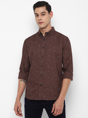 FOREVER 21 Men Printed Casual Brown Shirt