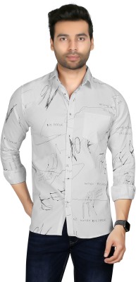 5TH ANFOLD Men Printed Casual White Shirt