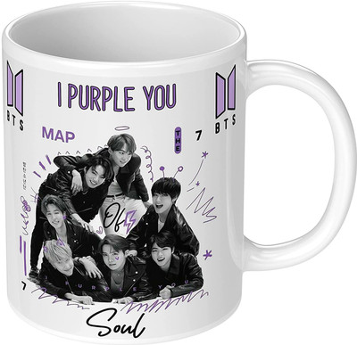 Brandees White Bts I Purple You Bts Signature Army Bts Combo Music Band Ceramic Coffee Mug(330 ml)