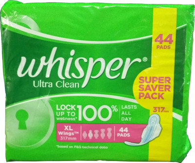 Whisper Ultra Clean XL Wings (44) Sanitary Pad(Pack of 44)