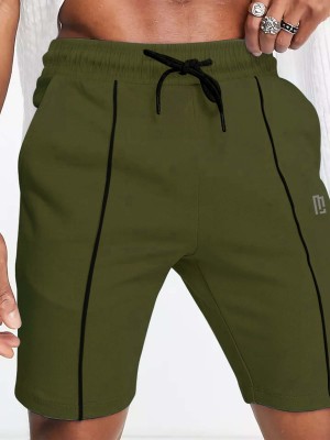 MANIAC Solid Men Dark Green, Black Basic Shorts