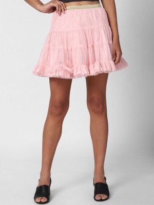 FOREVER 21 Solid Women Regular Pink Skirt