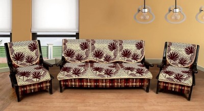 manvicreations Polycotton Floral Sofa Cover(Maroon, Beige Pack of 6)