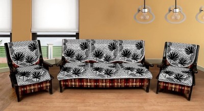 manvicreations Polycotton Floral Sofa Cover(Black, White Pack of 6)