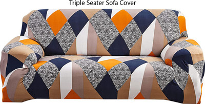 HOUSE OF QUIRK Polyester Abstract 3 Seater Sofa Cover(Multicolor Pack of 1)