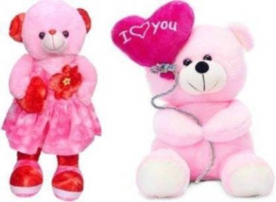 BOLT Smiling Baby long Doll Soft Toy & I love you Ballon heart Stuffed Soft Plush Toy  - 30 cm(Pink)