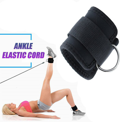 GymWar Ankle Strap Gym Equipment Cable Attachment Pulley Machine Weight Lifting D Ring Ankle Support(Black)