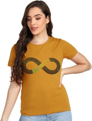 SHASHVI Printed Women Round Neck Yellow T-Shirt