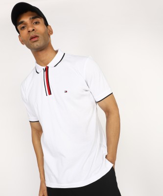 TOMMY HILFIGER Solid Men Polo Neck White T-Shirt