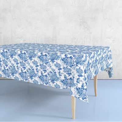 COTTON CANDY Floral 8 Seater Table Cover(Blue, Cotton)