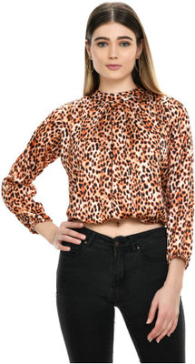 Dee Nonu Casual Self Design Women Brown Top
