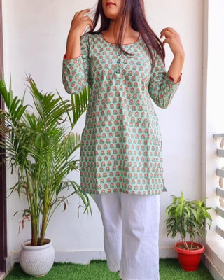 Bluebird Impex Women Printed A-line Kurta(Green)