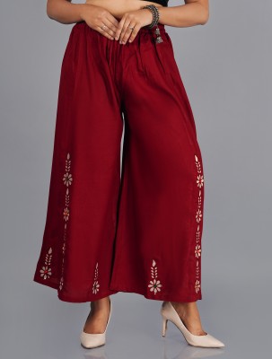 CANGO Flared Women Maroon Trousers