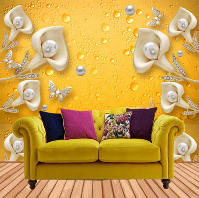 HD PRINT HOUSE Vinyl Decorative Yellow Wallpaper(L x W: 245 cm x 40 cm)
