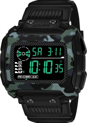 iCome 9097 Army Black Attractive Multi-Functional Automatic Black Color Army Strap Digital Watch Digital Watch  - For Men
