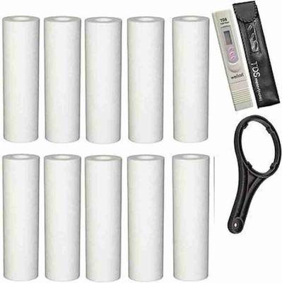 Aqualite PP Spun Set of 10 pcs with Key and TDS Meter Solid Filter Cartridge(0.7, Pack of 11)