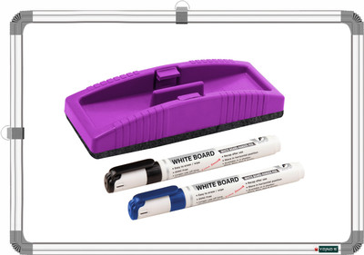 YAJNAS Non Magnetic 1x1.5 Feet, Double-Sided Writing Whiteboard & Chalkboard & 2 Markers & 1 Duster Whiteboards and Duster Combos(White, Green)