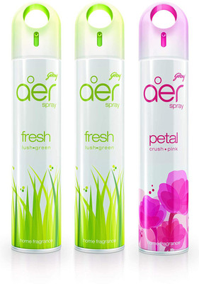 Godrej Freshener Fresh Lush Green & Petal Crush Pink - Home & Office | Pack of 3 Spray Fresh Lush Green & Petal Crush Pink(3 x 220 ml)