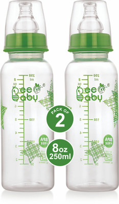 Beebaby Basic Slim Neck Baby Feeding Bottle with Anti-Colic Nipple, BPA FREE, 8M+ -Green - 250 ml(Green)