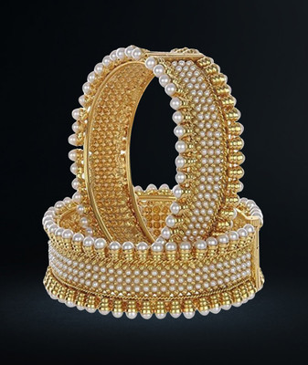 YouBella Alloy Pearl Gold-plated Bangle Set(Pack of 2)