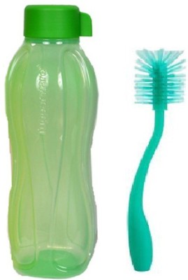 TUPPERWARE 1l plastic green water bottle + bottle brush 1000 ml Bottle(Pack of 2, Green, Plastic)