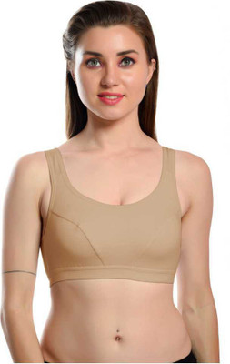 Fitlay Women Sports Non Padded Bra(Beige)
