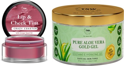 TNW - The Natural Wash Lip & Skin Care Combo with Crazy Coaster Lip & Cheek Tint and Pure Aloe Vera Gold Gel | For Adding Natural Tint & Hydrating Skin(2 Items in the set)