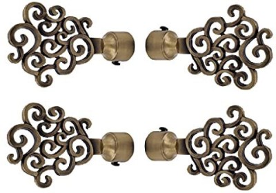 Ferio Brown Curtain Knobs, Rod Rail Bracket Metal(Pack of 4)